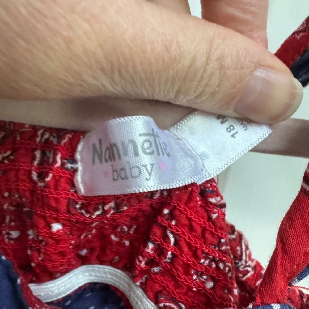 Nannette Baby 18M Red White Blue Patriotic 4th of July Bandana Tank Top Dress